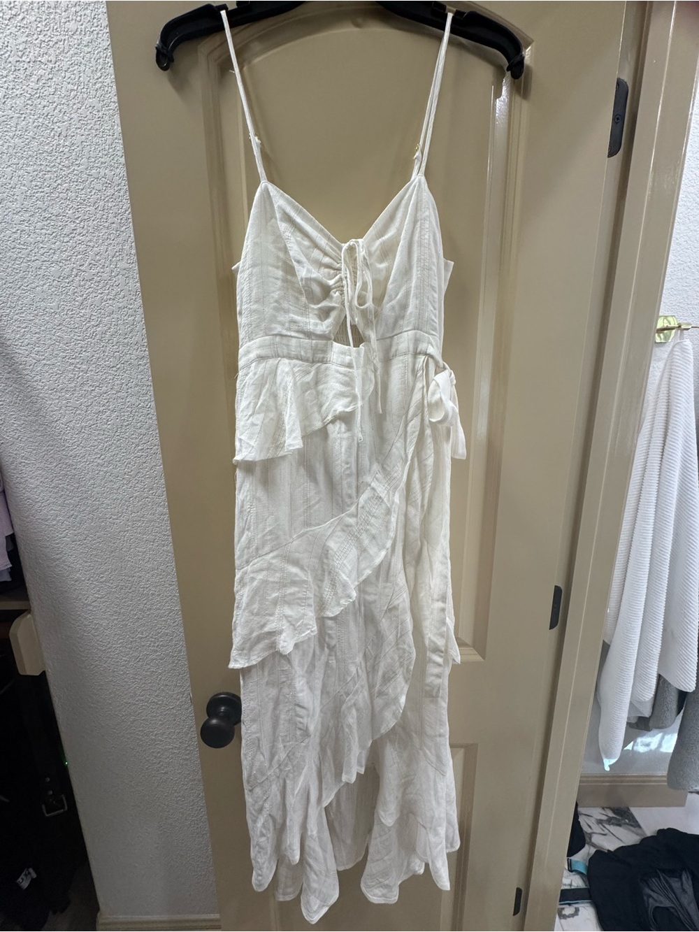 saltwater LUXE Ivory Ruffle High-Low Midi Dress - Picture 2 of 7